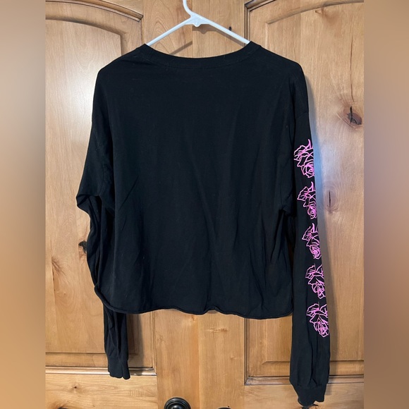 Cropped Neon Roses Long Sleeve T Shirt - Picture 4 of 8
